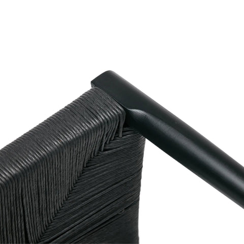 Isla Set of 2 Scandinavian Black Dining Chairs, Beech Solid Wood | Black Natural Weave