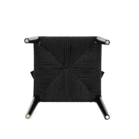 Isla Set of 2 Scandinavian Black Dining Chairs, Beech Solid Wood | Black Natural Weave