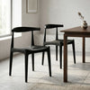Isla Set of 2 Black Natural Woven Dining Chairs with Black Beech Solid Wood