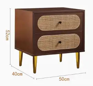 Izzy 2 Drawer Rattan Bedside Cabinet - Walnut