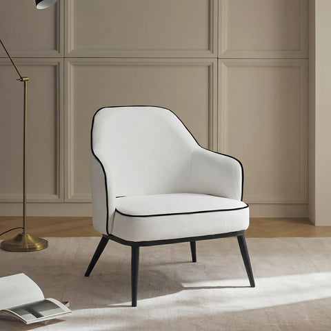 Karoll Cream Accent Chair with Black Metal Frame