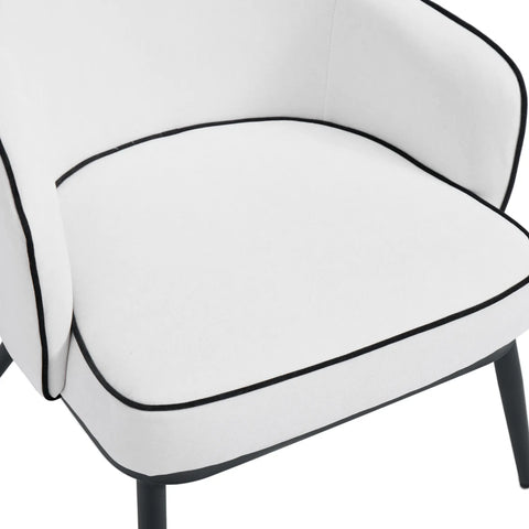 Karoll Cream Accent Chair with Black Metal Frame