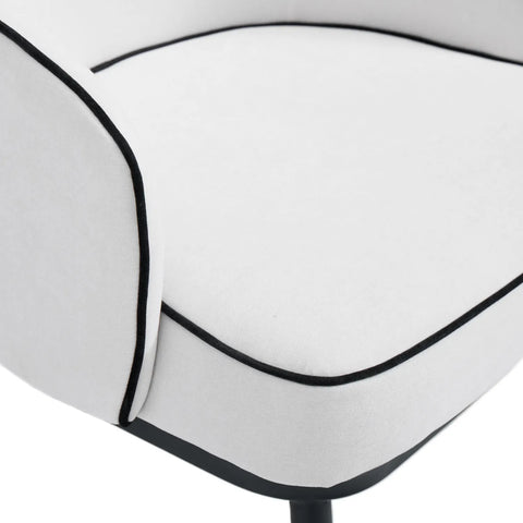 Karoll Cream Accent Chair with Black Metal Frame