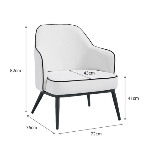 Karoll Cream Accent Chair with Black Metal Frame