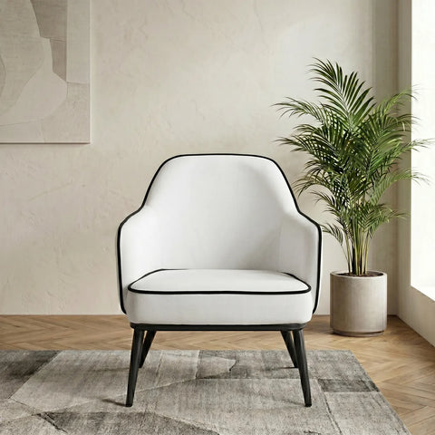 Karoll Cream Accent Chair with Black Metal Frame