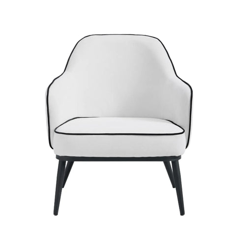 Karoll Cream Accent Chair with Black Metal Frame