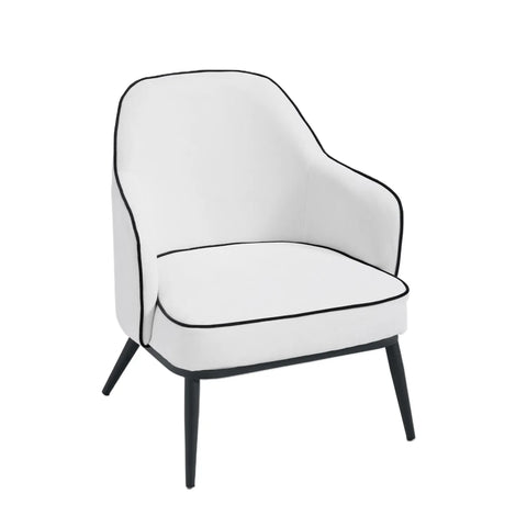 Karoll Cream Accent Chair with Black Metal Frame