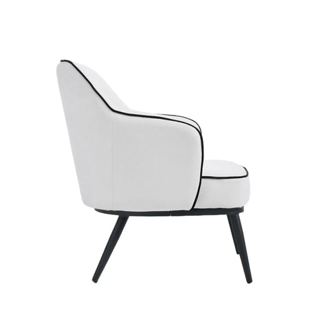 Karoll Cream Accent Chair with Black Metal Frame