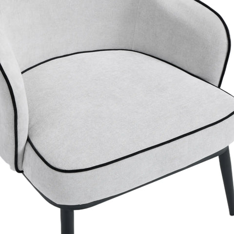 Karoll Light Grey Accent Chair with Black Metal Frame