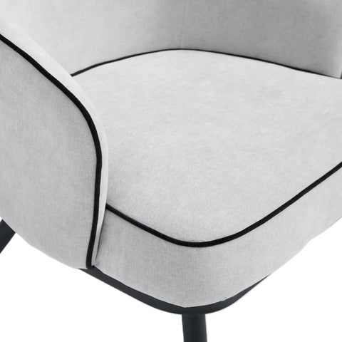 Karoll Light Grey Accent Chair with Black Metal Frame
