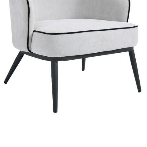 Karoll Light Grey Accent Chair with Black Metal Frame