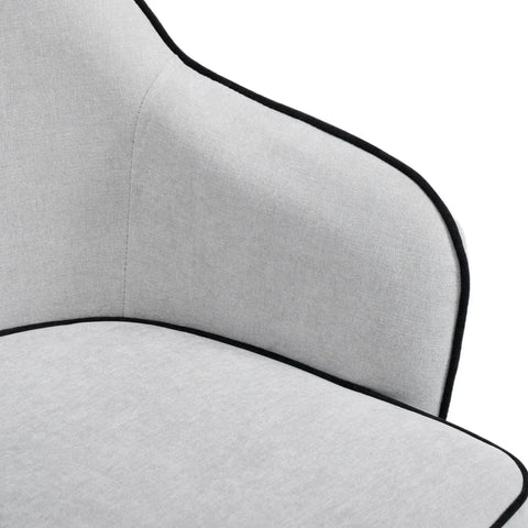 Karoll Light Grey Accent Chair with Black Metal Frame