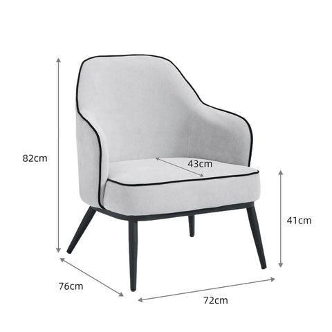 Karoll Light Grey Accent Chair with Black Metal Frame