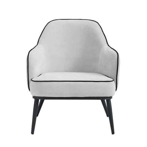 Karoll Light Grey Accent Chair with Black Metal Frame