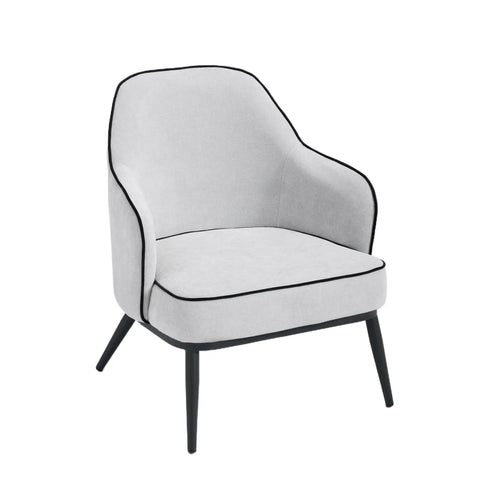 Karoll Light Grey Accent Chair with Black Metal Frame