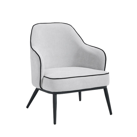 Karoll Light Grey Accent Chair with Black Metal Frame