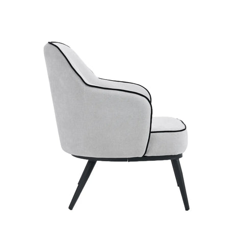 Karoll Light Grey Accent Chair with Black Metal Frame