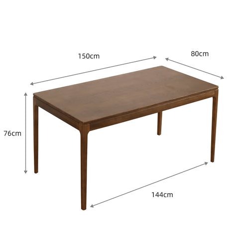 Kinfolk Mid-Century Modern Walnut Effect 4-6 Seater Rectangle Wooden Dining Table - 150cm