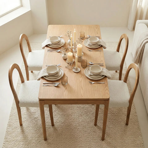 Kinfolk Mid-Century Modern Oak Effect 4-6 Seater Rectangle Wooden Dining Table - 150cm