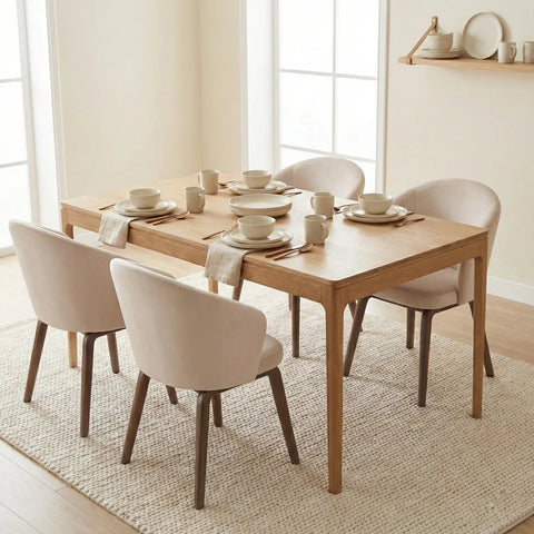Kinfolk Mid-Century Modern Oak Effect 4-6 Seater Rectangle Wooden Dining Table - 150cm