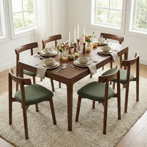 Kinfolk Mid-Century Modern Walnut Effect 4-6 Seater Rectangle Wooden Dining Table - 150cm