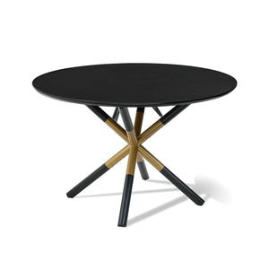 Kingsley Black Wooden Top & Metal Base Round Dining Table - 120cm