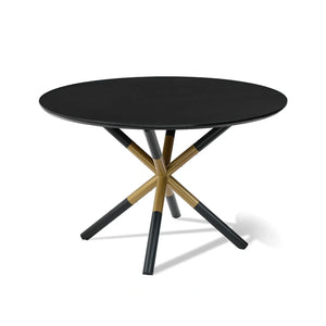 Kingsley Black Wooden Top & Metal Base Round Dining Table - 120cm