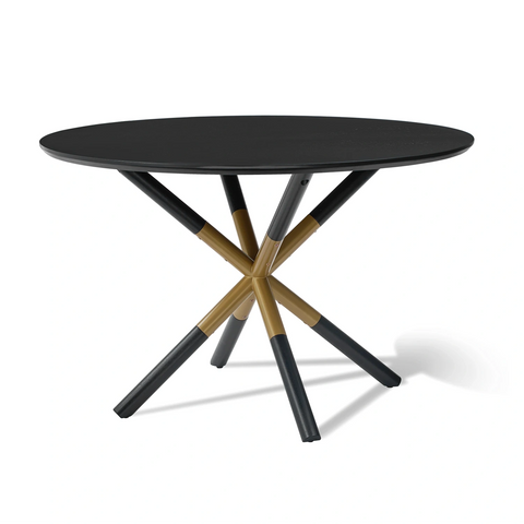 Kingsley Black Wooden Top & Metal Base Round Dining Table - 120cm