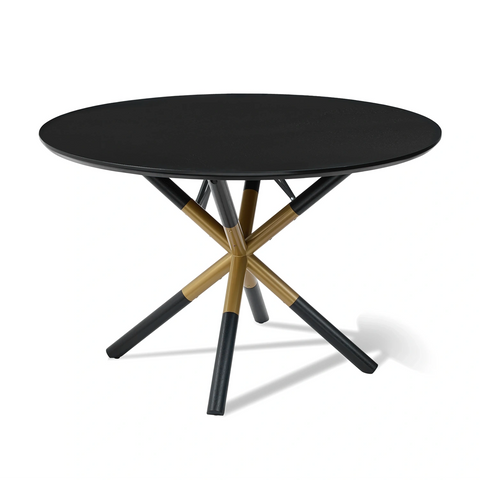 Kingsley Black Wooden Top & Metal Base Round Dining Table - 120cm