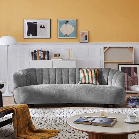 Laura Chenille Curved Anthracite Grey 3 Seater Sofa