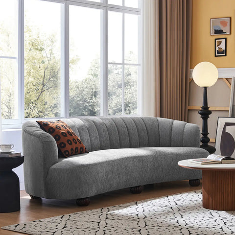 Laura Chenille Curved Anthracite Grey 3 Seater Sofa