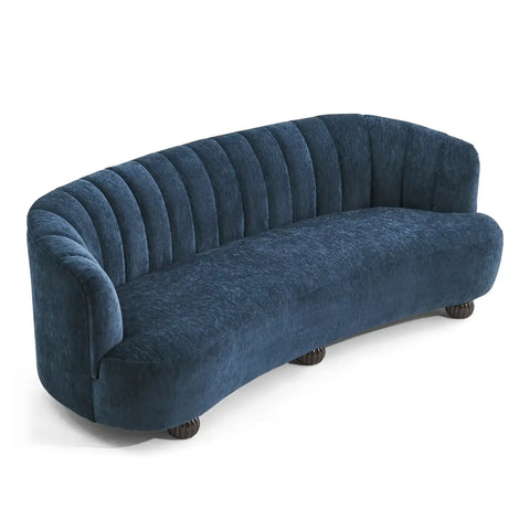 Laura Chenille Curved Anthracite Navy 3 Seater Sofa