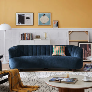 Laura Chenille Curved Anthracite Navy 3 Seater Sofa