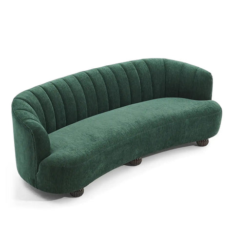 Laura Chenille Curved Anthracite Dark Green 3 Seater Sofa