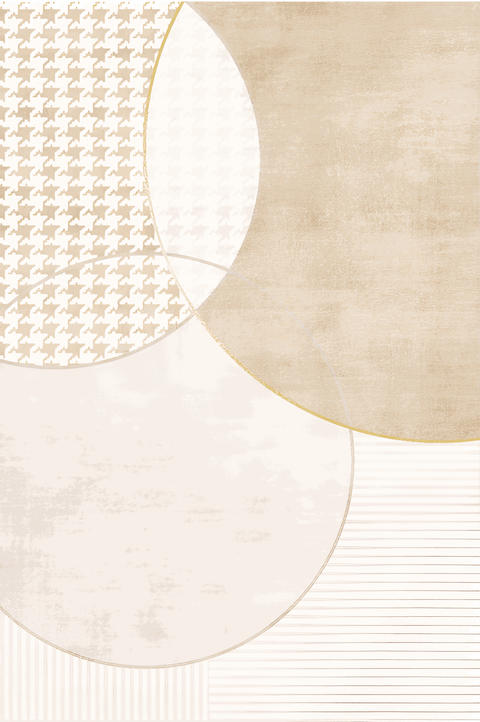 Lightly Textured Geometric Overlay Rug in Cream & Beige - 160 x 200cm - Furnt