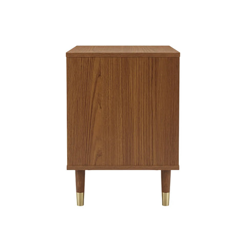 Lille 2 Door Rattan Bedside Cabinet - Walnut