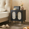 Lille 2 Door Rattan Bedside Cabinet - Black