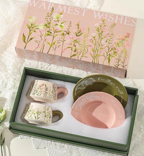 Lily Garden Luxury Couples' Coffee Cup Set - 300ml