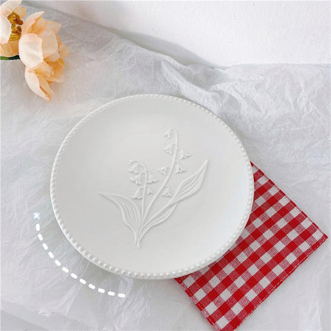 Lily of the Valley Embossed Ceramic Plate - 16.5cm