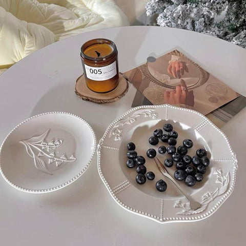 Lily of the Valley Embossed Ceramic Plate - 16.5cm