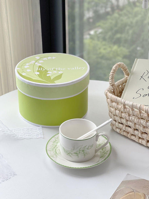 Lily of the Valley Spring Vibe Ceramic Coffee Cup Set - 250ml - Furnt