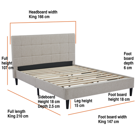 Linear Polyester Fabric Kingsize Upholstery Bed – Beige