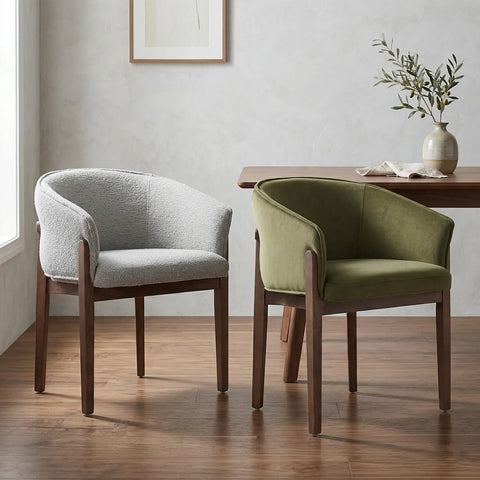 Lucent Dining Chair, Walnut Effect Ash Solid Wood | Light Grey Bouclé Fabric