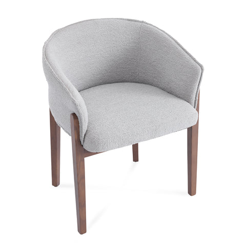 Lucent Dining Chair, Walnut Effect Ash Solid Wood | Light Grey Bouclé Fabric
