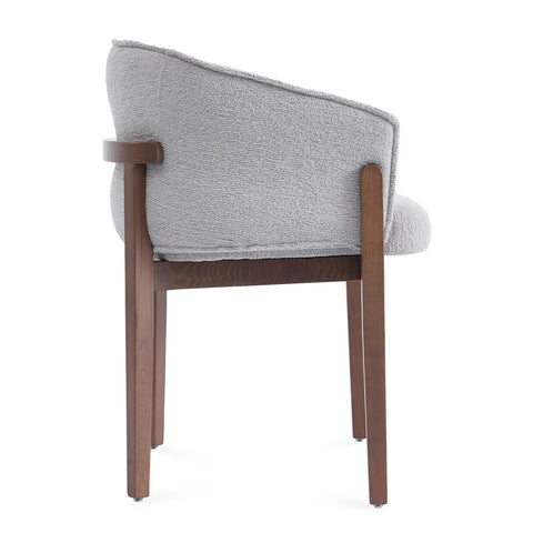 Lucent Dining Chair, Walnut Effect Ash Solid Wood | Light Grey Bouclé Fabric
