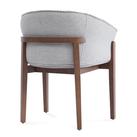 Lucent Dining Chair, Walnut Effect Ash Solid Wood | Light Grey Bouclé Fabric