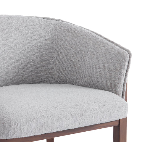 Lucent Dining Chair, Walnut Effect Ash Solid Wood | Light Grey Bouclé Fabric