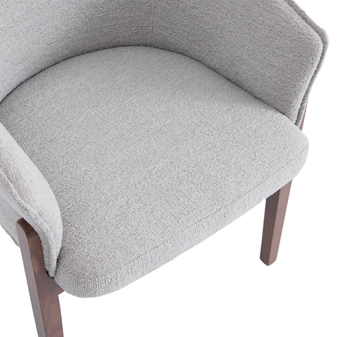 Lucent Dining Chair, Walnut Effect Ash Solid Wood | Light Grey Bouclé Fabric