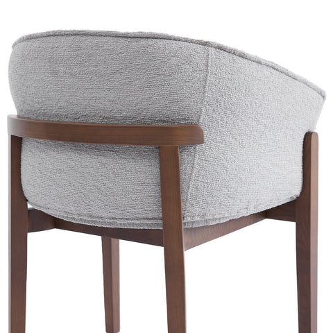 Lucent Dining Chair, Walnut Effect Ash Solid Wood | Light Grey Bouclé Fabric