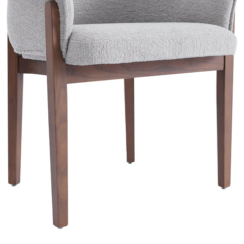 Lucent Dining Chair, Walnut Effect Ash Solid Wood | Light Grey Bouclé Fabric